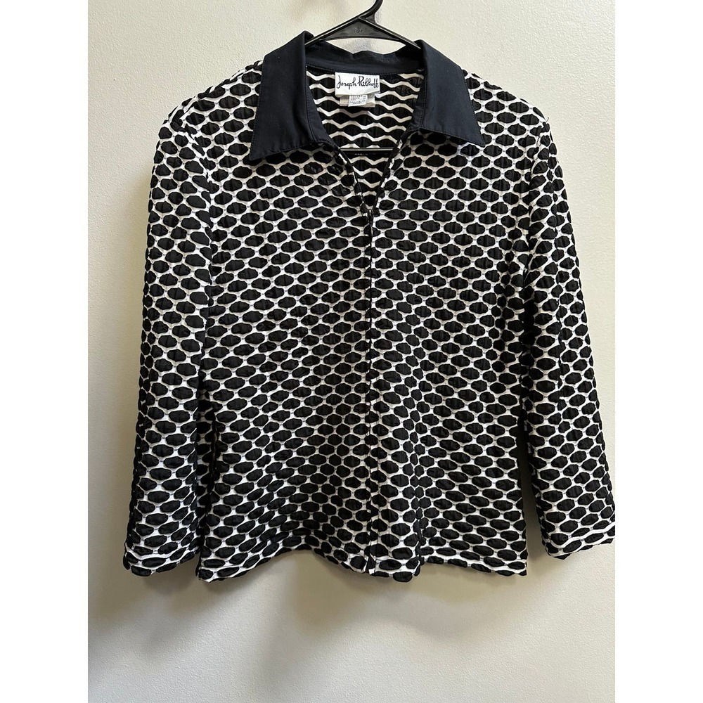 L NEW | Joseph Ribkoff Lightweight Embossed Jacket | Women’s 10 | Black & White